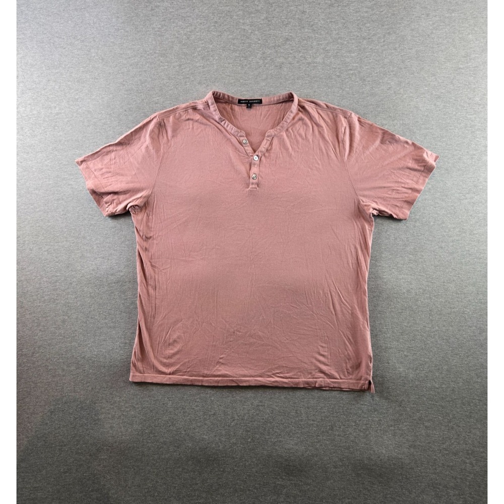 Robert Barakett Shirt Mens Size XL‎ Light Wine Magog SS Henley Short Sleeves